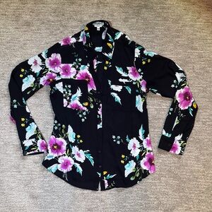 Express Black Floral Shirt